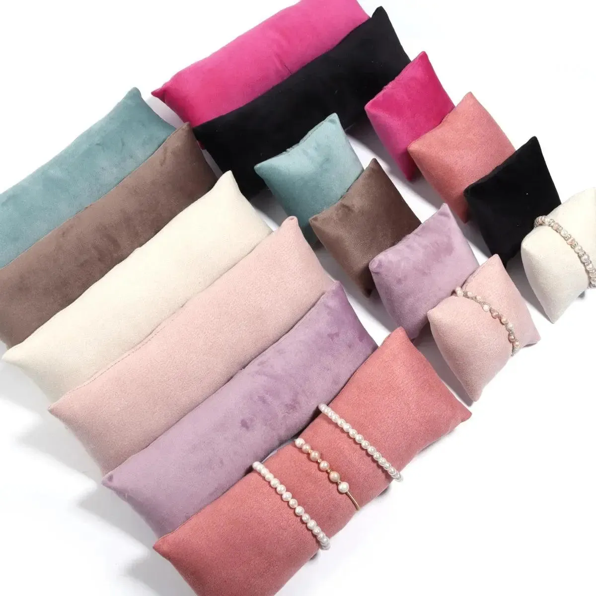 1 Set Color Velvet Cushion Jewelry Display Pillow Stand Bracelet Watch Bangle Organizer Cushion Photography Prop Show Holder Wholesale