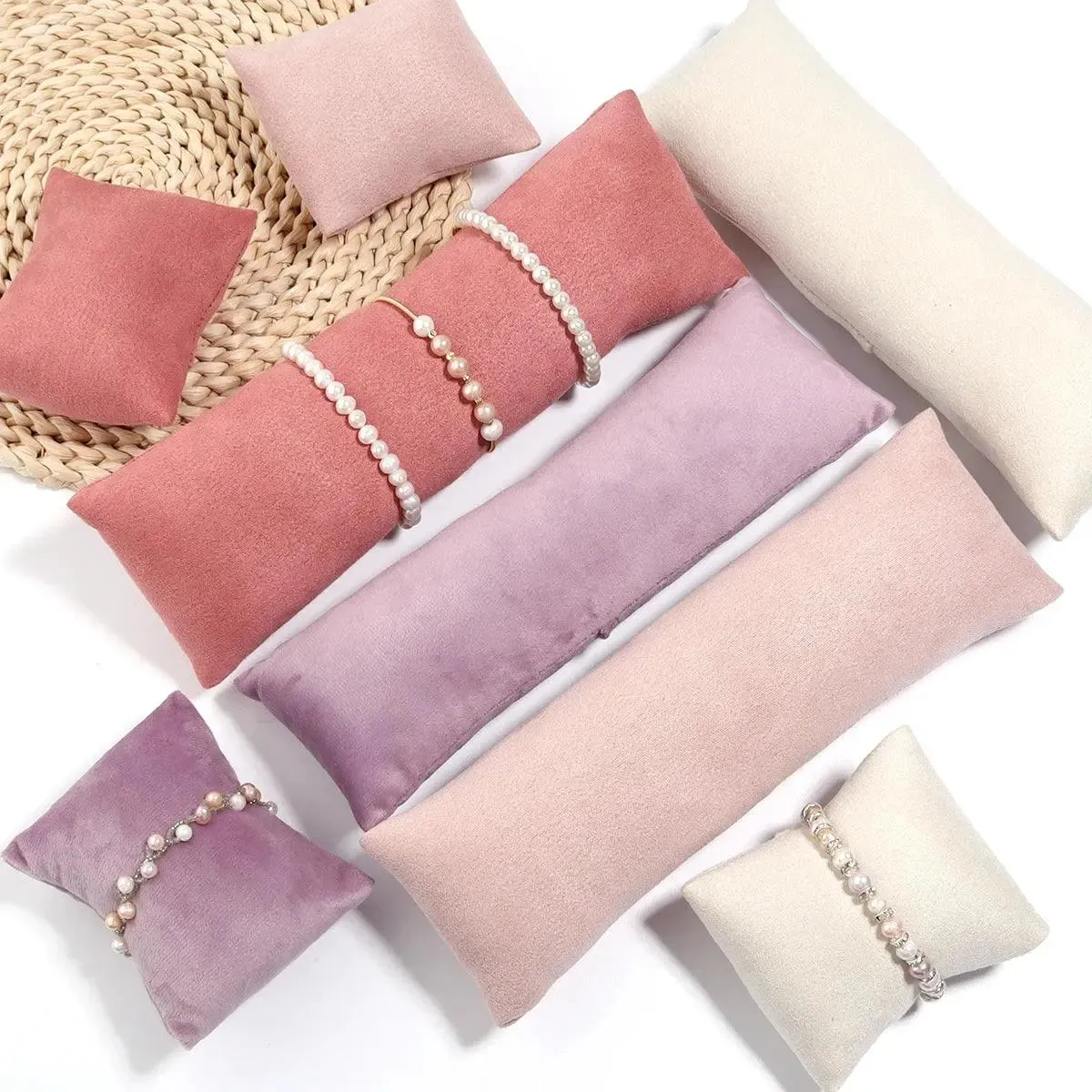 1 Set Color Velvet Cushion Jewelry Display Pillow Stand Bracelet Watch Bangle Organizer Cushion Photography Prop Show Holder Wholesale