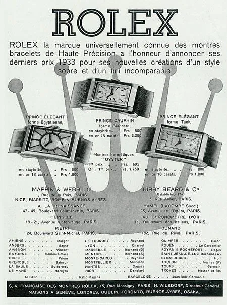 1932 Rolex Art Deco Mens "Prince Elegante" Watch - Solid 9K Gold