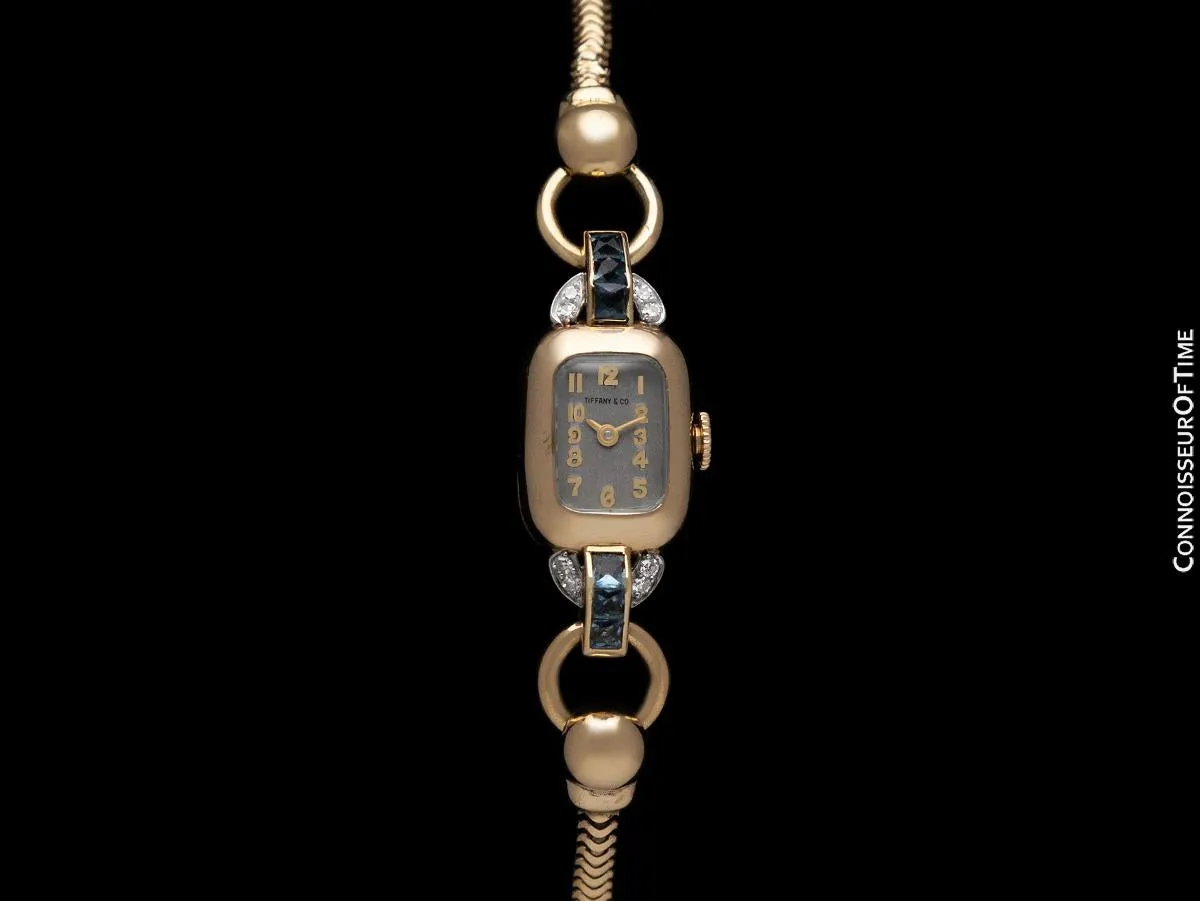 1940's Tiffany & Co. Ladies Vintage Watch - 14K Gold with Diamonds & Sapphires