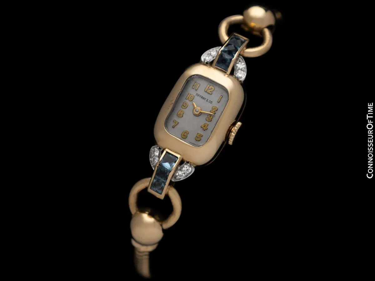 1940's Tiffany & Co. Ladies Vintage Watch - 14K Gold with Diamonds & Sapphires