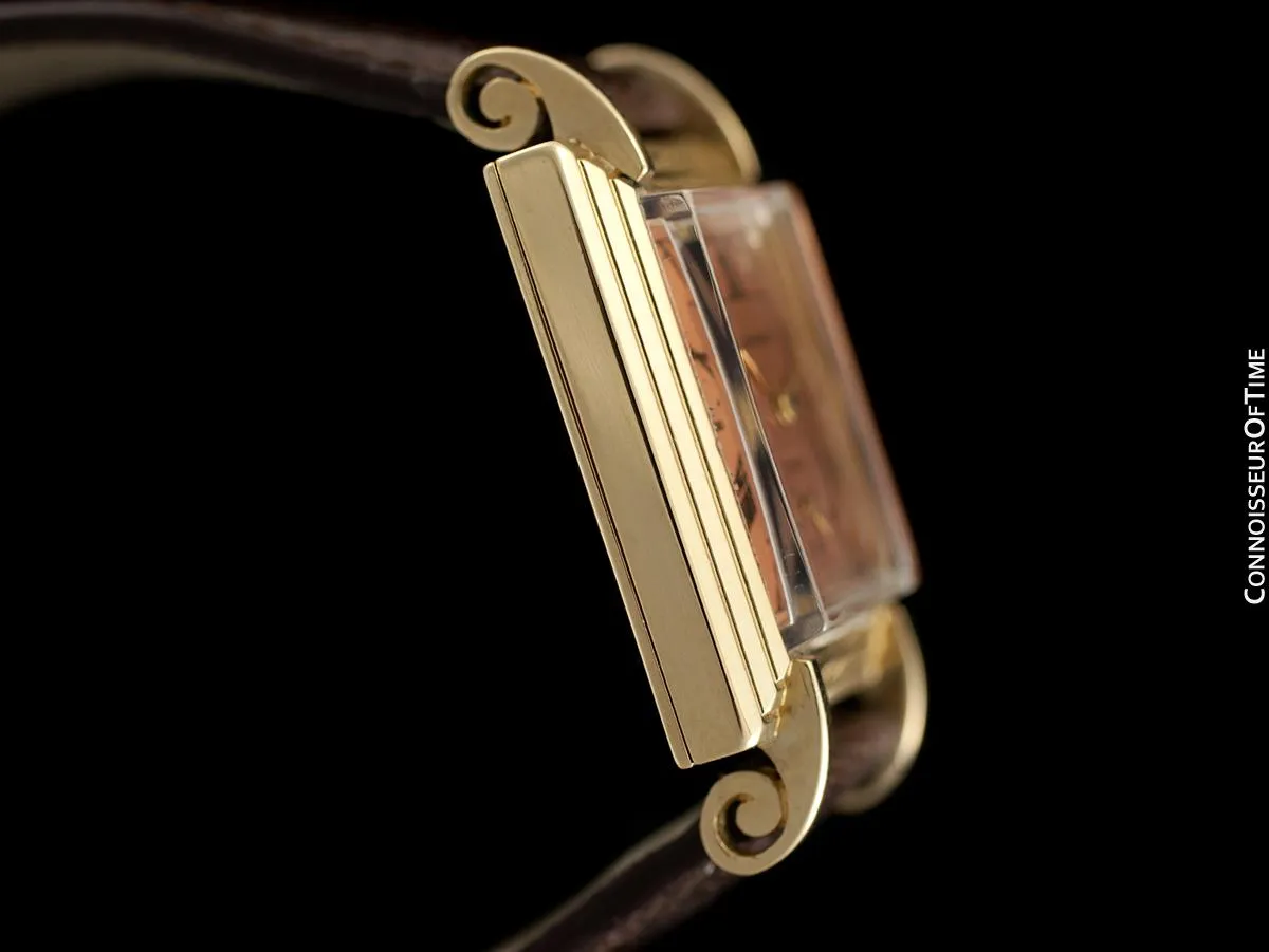 1942 Longines Vintage Mens Unisex Watch with Rare Scroll Lugs - 18K Gold
