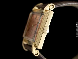 1942 Longines Vintage Mens Unisex Watch with Rare Scroll Lugs - 18K Gold