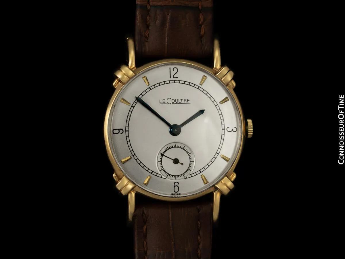 1947 Jaeger-LeCoultre Vintage Mens Midsize Watch, Beautiful Case - 14K Gold