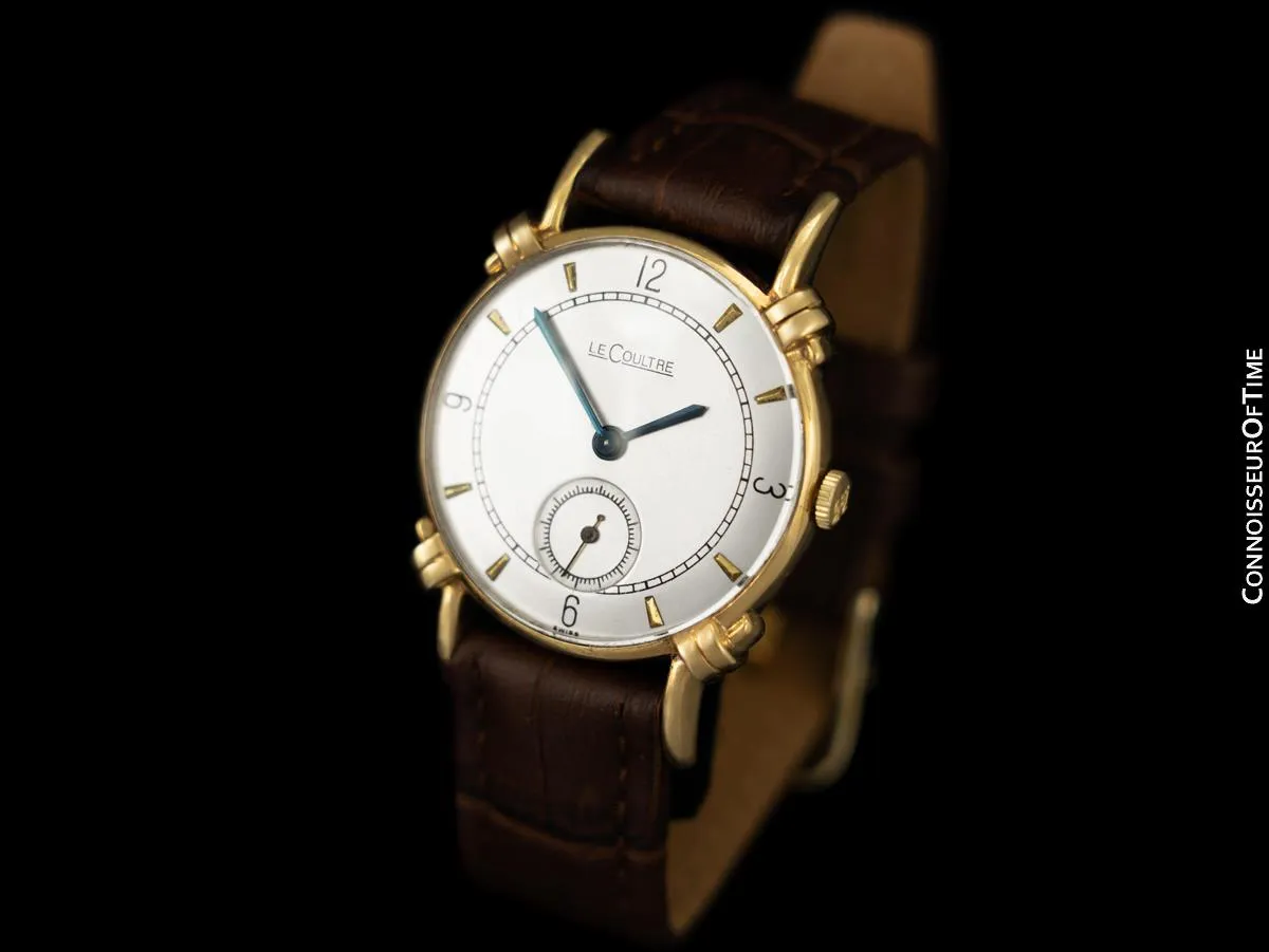 1947 Jaeger-LeCoultre Vintage Mens Midsize Watch, Beautiful Case - 14K Gold