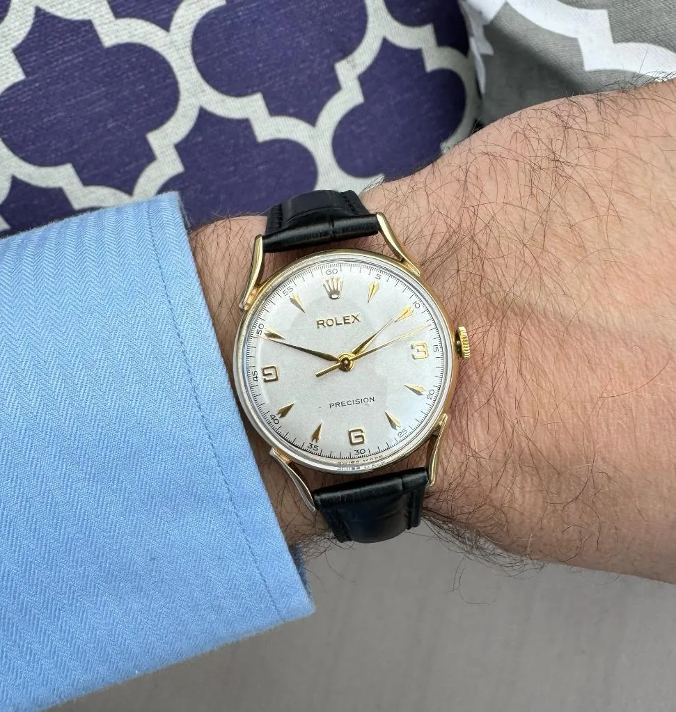 1950's Rolex Precision Vintage Mens Midsize Dress Watch - 9K Gold