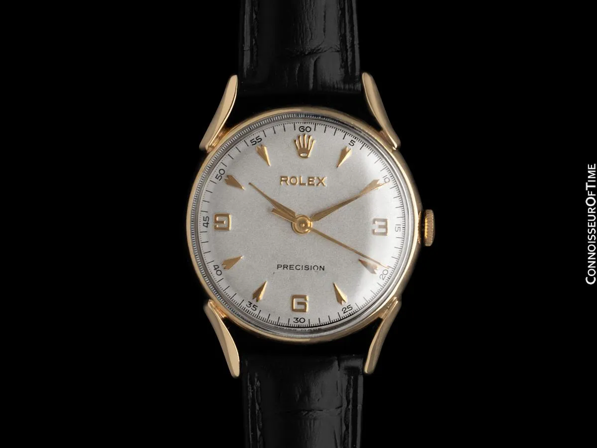1950's Rolex Precision Vintage Mens Midsize Dress Watch - 9K Gold