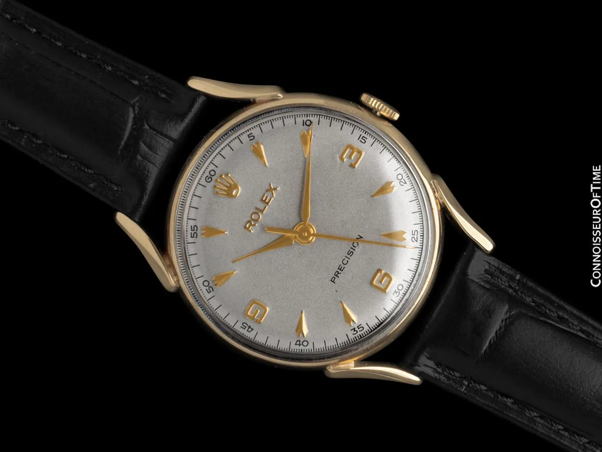 1950's Rolex Precision Vintage Mens Midsize Dress Watch - 9K Gold