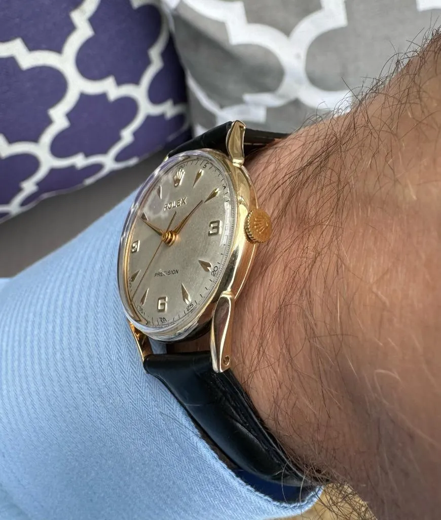 1950's Rolex Precision Vintage Mens Midsize Dress Watch - 9K Gold
