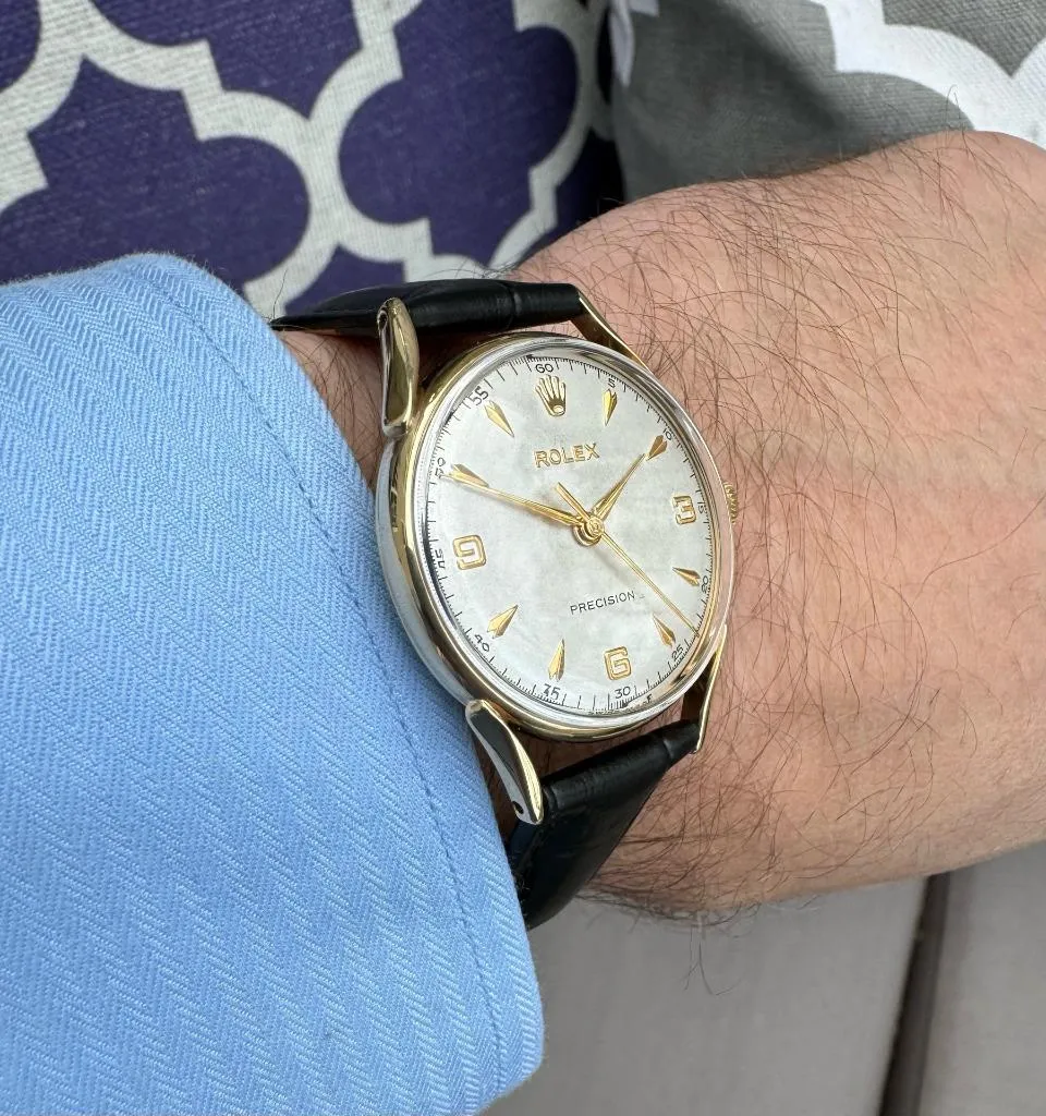 1950's Rolex Precision Vintage Mens Midsize Dress Watch - 9K Gold