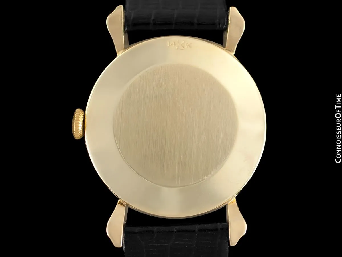 1950's Ulysse Nardin Vintage Chronometer Mens Midsize Dress Watch, Beautiful Case - 14K Gold