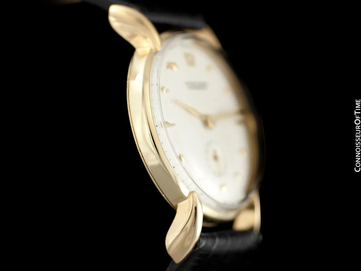 1950's Ulysse Nardin Vintage Chronometer Mens Midsize Dress Watch, Beautiful Case - 14K Gold