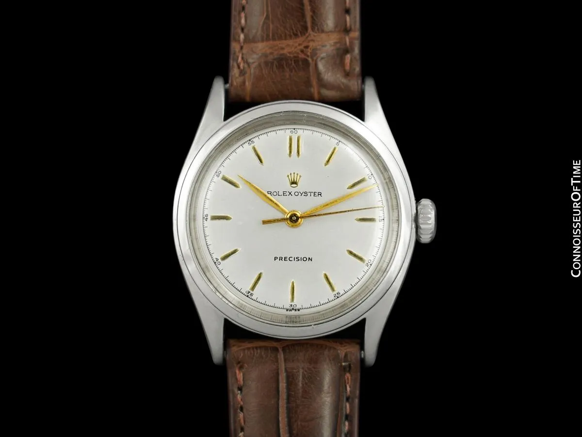 1952 Rolex Mens Vintage Oyster Precision Watch, Stainless Steel - Classic & Rare Design
