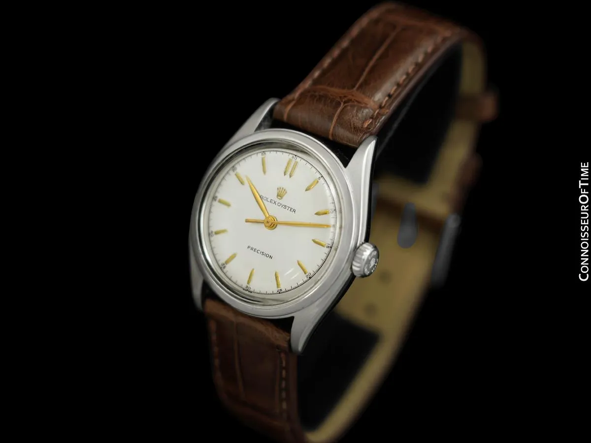 1952 Rolex Mens Vintage Oyster Precision Watch, Stainless Steel - Classic & Rare Design