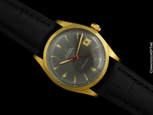 1953 Rolex Vintage Mens Classic Oysterdate Ref. 6294 Red Date Watch - Gold Plated & Stainless Steel