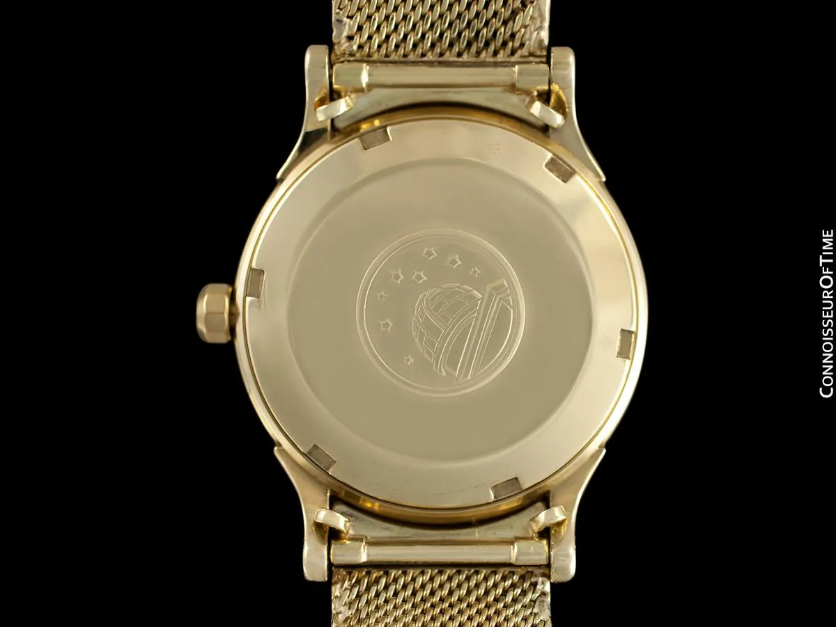 1954 Omega Vintage "De Luxe" Constellation with Bracelet - Tropical Dial - 14K Gold with Box