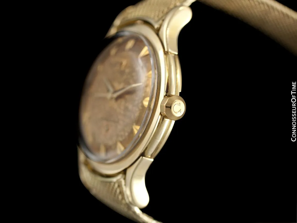 1954 Omega Vintage "De Luxe" Constellation with Bracelet - Tropical Dial - 14K Gold with Box