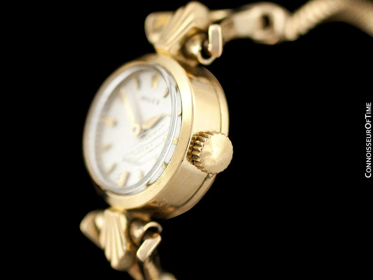 1957 Rolex Ladies Vintage Watch, 18K Gold - Rare & Beautiful Crown Design