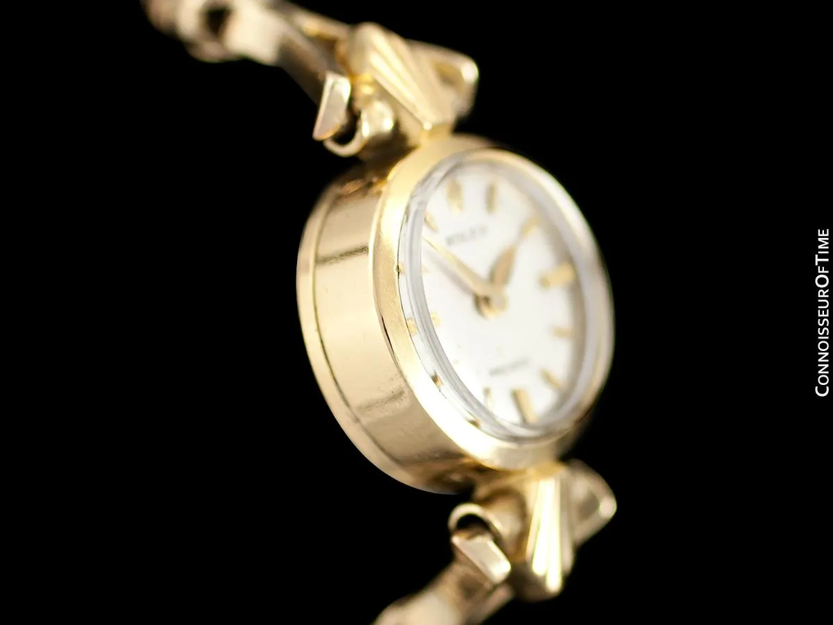 1957 Rolex Ladies Vintage Watch, 18K Gold - Rare & Beautiful Crown Design