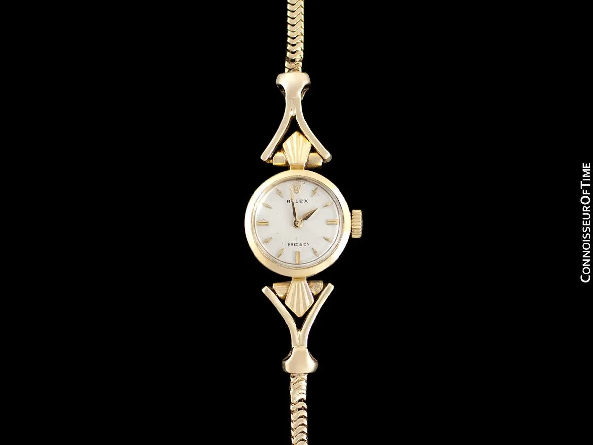 1957 Rolex Ladies Vintage Watch, 18K Gold - Rare & Beautiful Crown Design