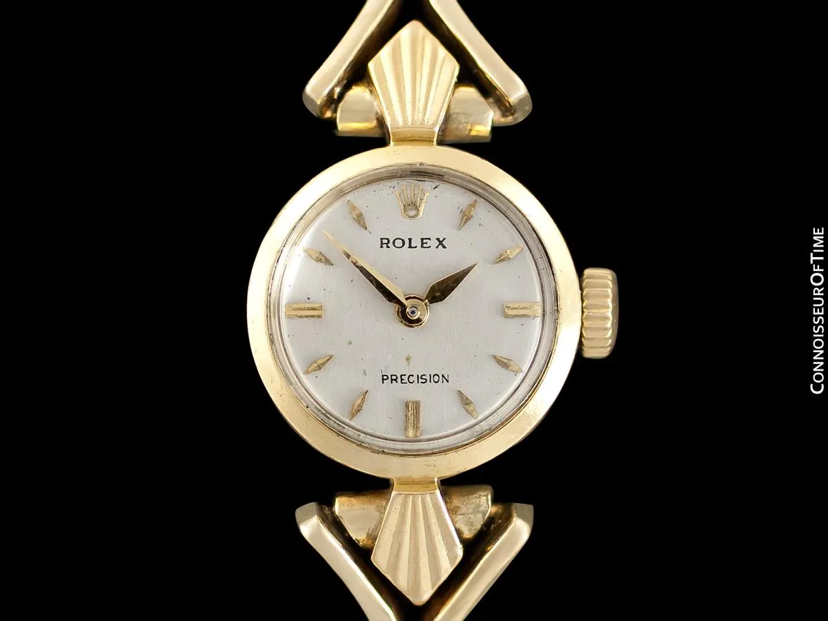 1957 Rolex Ladies Vintage Watch, 18K Gold - Rare & Beautiful Crown Design