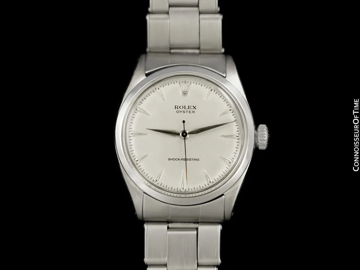 1958 Rolex Oyster Shock-Resisting Classic Vintage Mens Handwound Watch - Stainless Steel