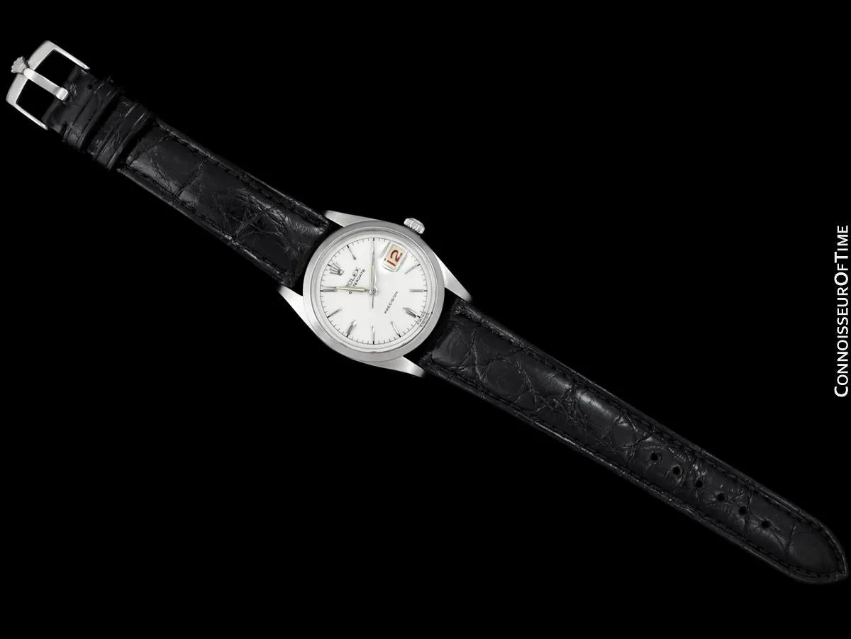 1958 Rolex Oysterdate Vintage Mens Handwound Watch with Red & Black Roulette Date - Stainless Steel