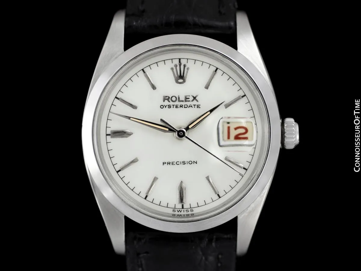 1958 Rolex Oysterdate Vintage Mens Handwound Watch with Red & Black Roulette Date - Stainless Steel