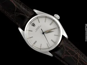 1960 Rolex Oyster Perpetual Vintage Mens Uncommon Ref. 5552 Watch with Silver Dial - Stainless Steel