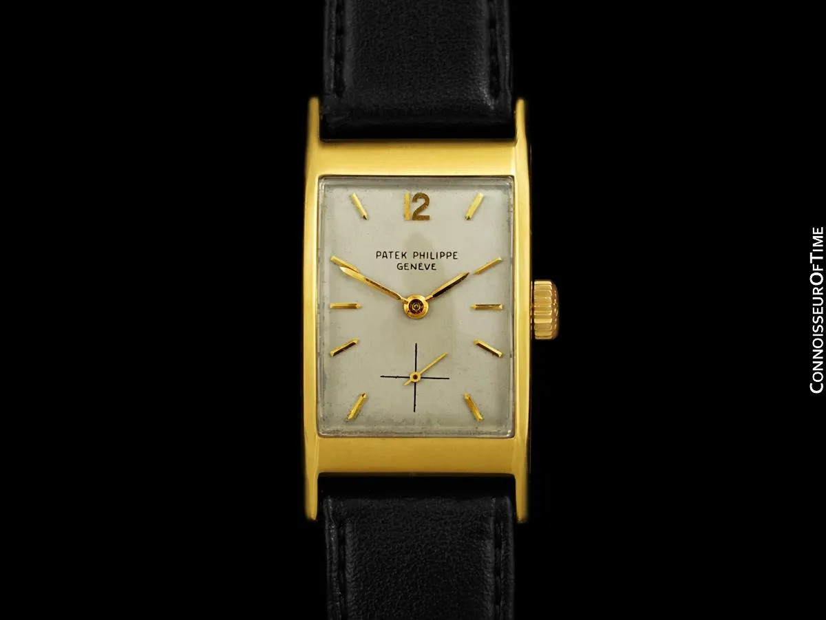 1960's Patek Philippe "Tegola" Vintage Mens Rectangular Watch - 18K Gold