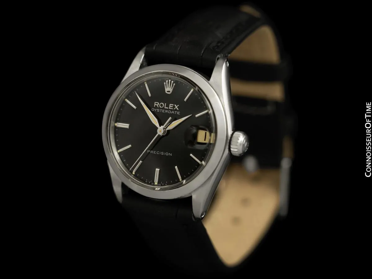 1962 Rolex Oysterdate Vintage Mens Midsize Unisex 30mm Ref. 6466 Watch - Stainless Steel