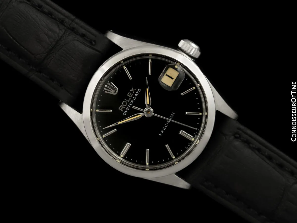 1962 Rolex Oysterdate Vintage Mens Midsize Unisex 30mm Ref. 6466 Watch - Stainless Steel