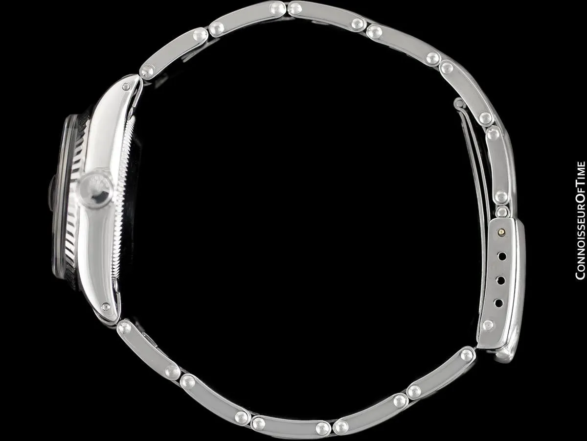 1965 Rolex Classic Vintage Ladies Date Datejust Watch, Black Dial - Stainless Steel & 18K White Gold