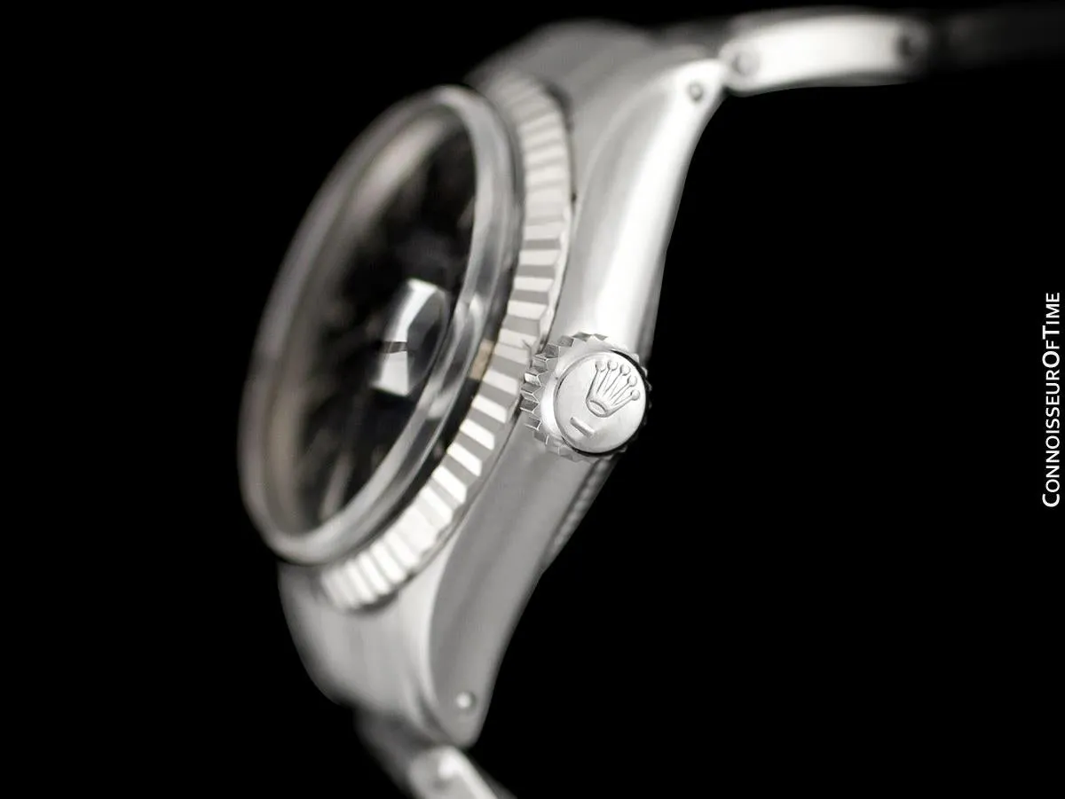 1965 Rolex Classic Vintage Ladies Date Datejust Watch, Black Dial - Stainless Steel & 18K White Gold