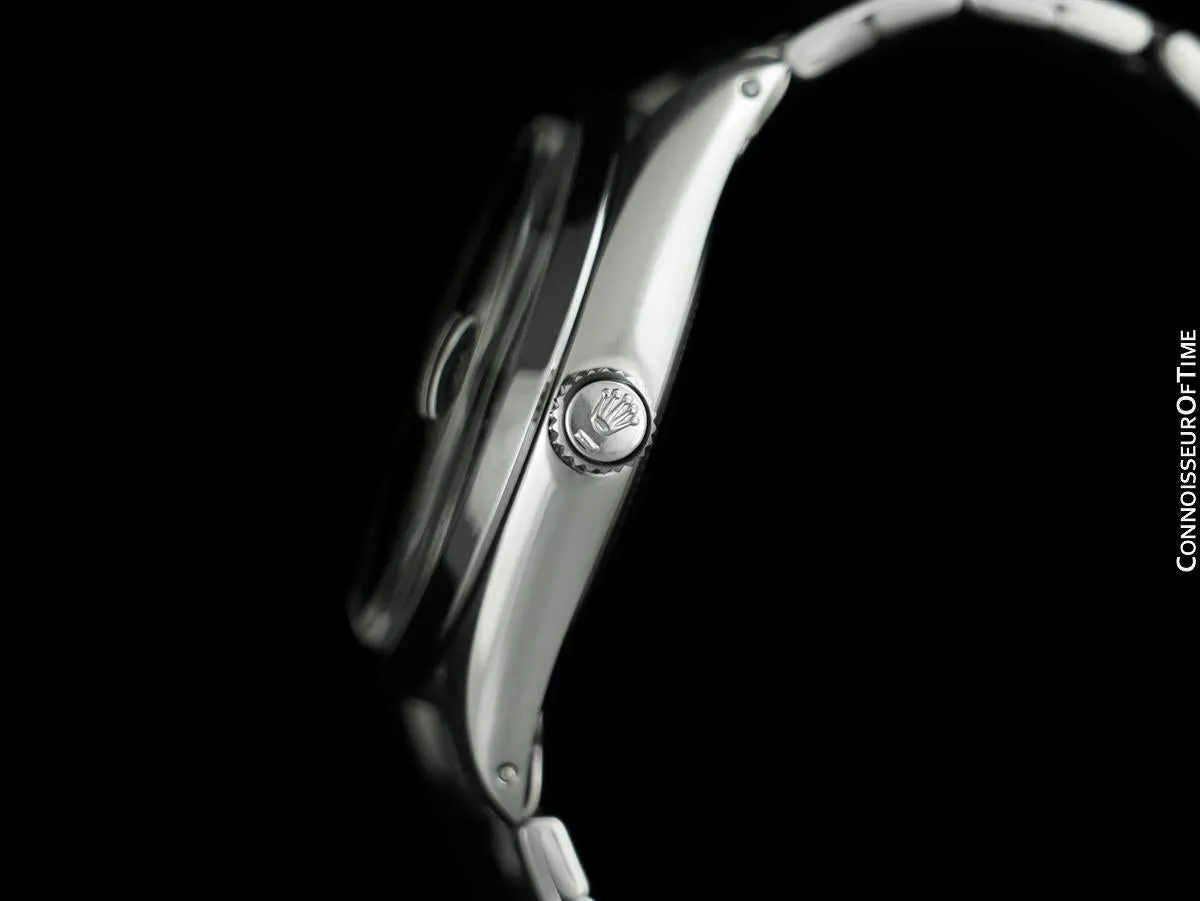 1966 Rolex Vintage Mens Oysterdate Date Watch, Silver Dial - Stainless Steel