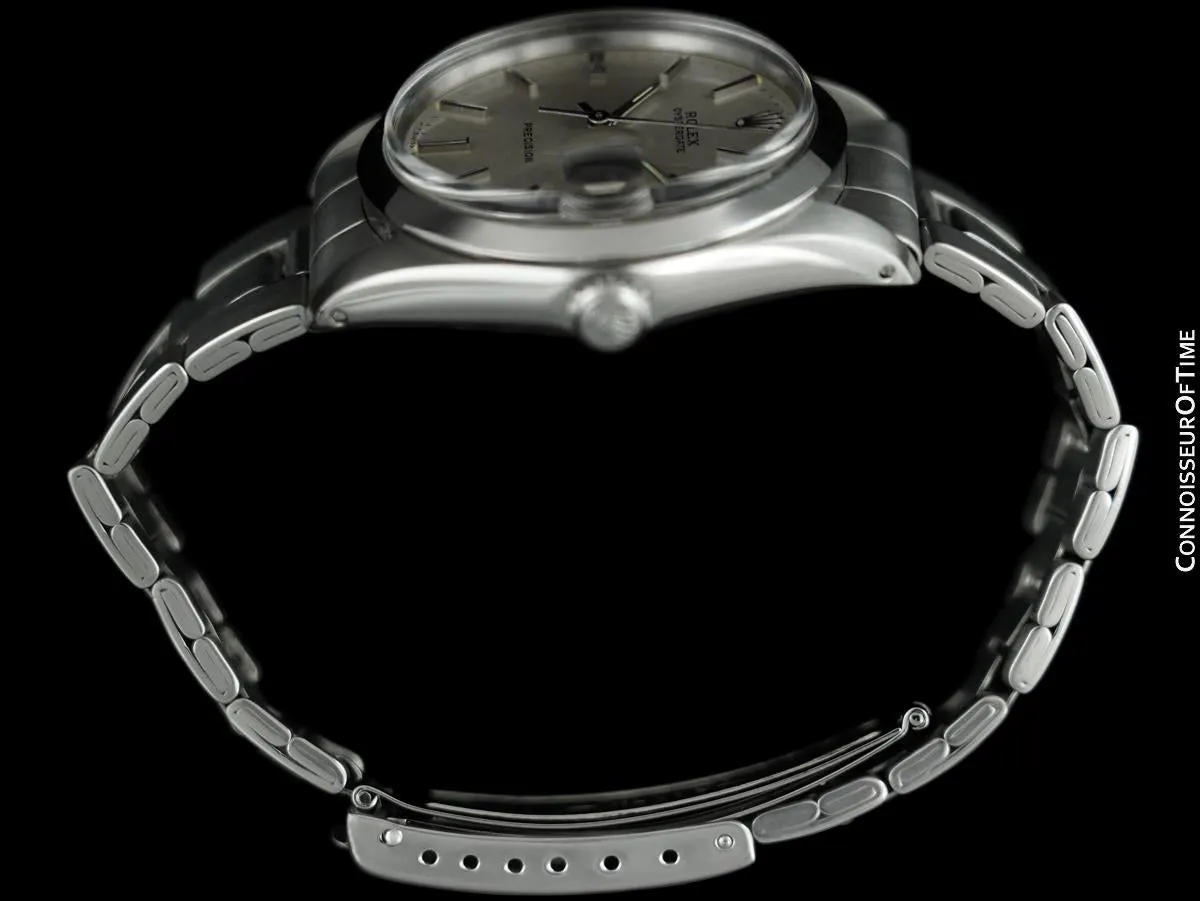 1966 Rolex Vintage Mens Oysterdate Date Watch, Silver Dial - Stainless Steel