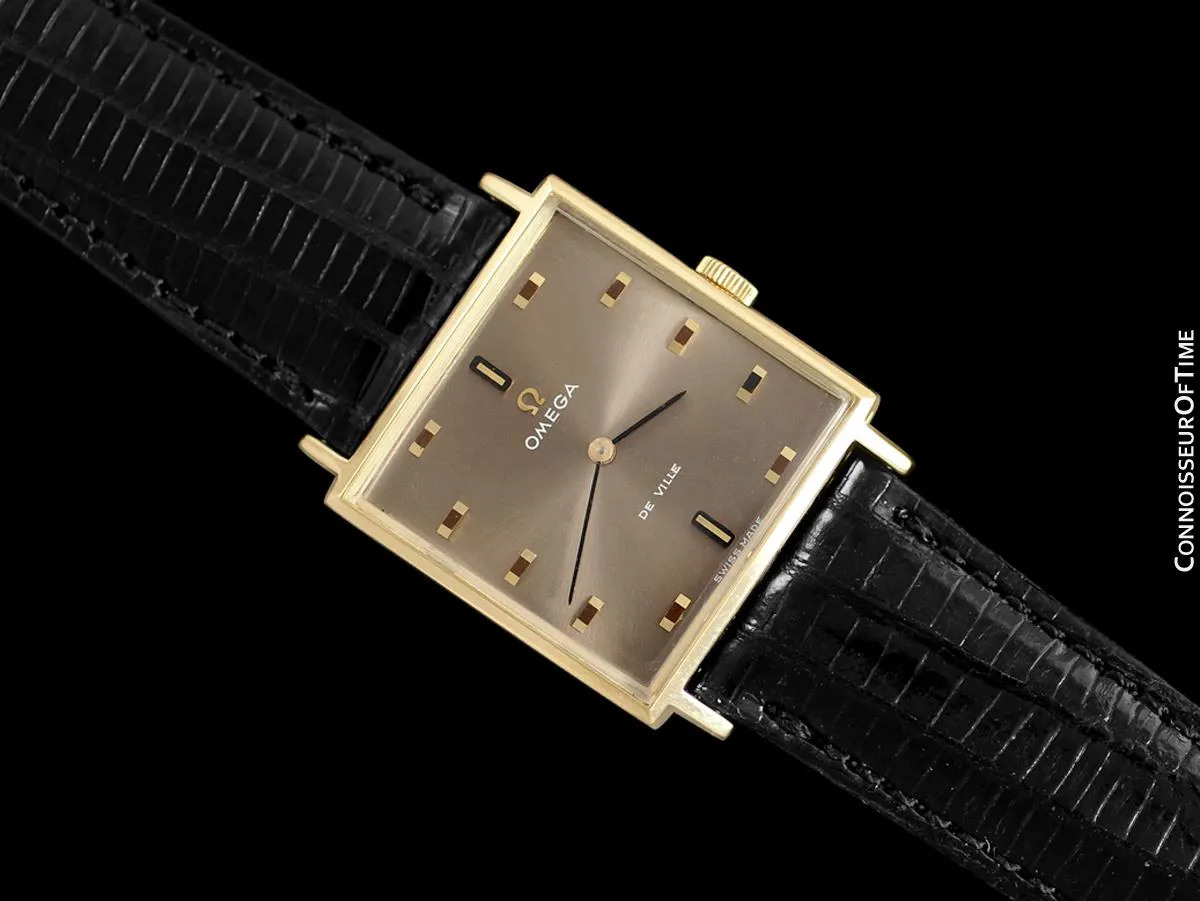 1968 Omega De Ville Vintage Mens Dress Watch with Cool Retro Dial - 18K Gold