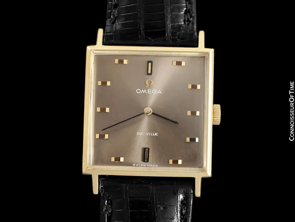 1968 Omega De Ville Vintage Mens Dress Watch with Cool Retro Dial - 18K Gold