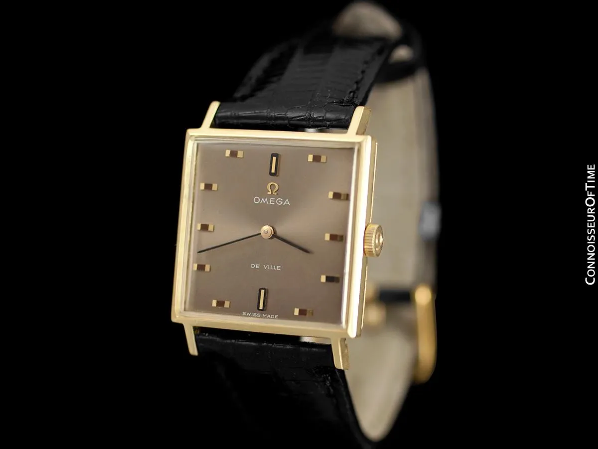 1968 Omega De Ville Vintage Mens Dress Watch with Cool Retro Dial - 18K Gold