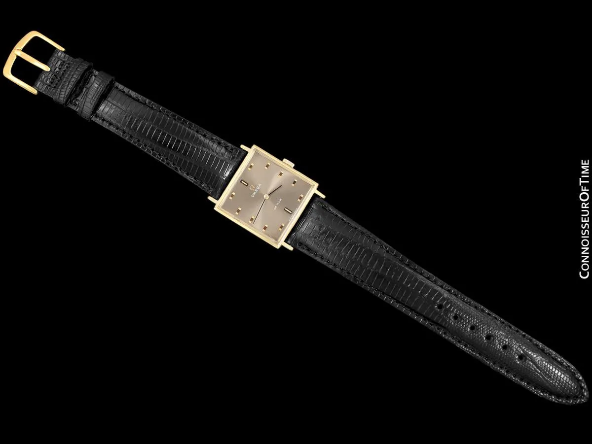 1968 Omega De Ville Vintage Mens Dress Watch with Cool Retro Dial - 18K Gold