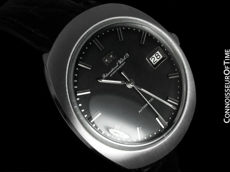 1969 IWC Vintage Mens Watch, Cal. 8541 Automatic, Black Dial with Date - Stainless Steel