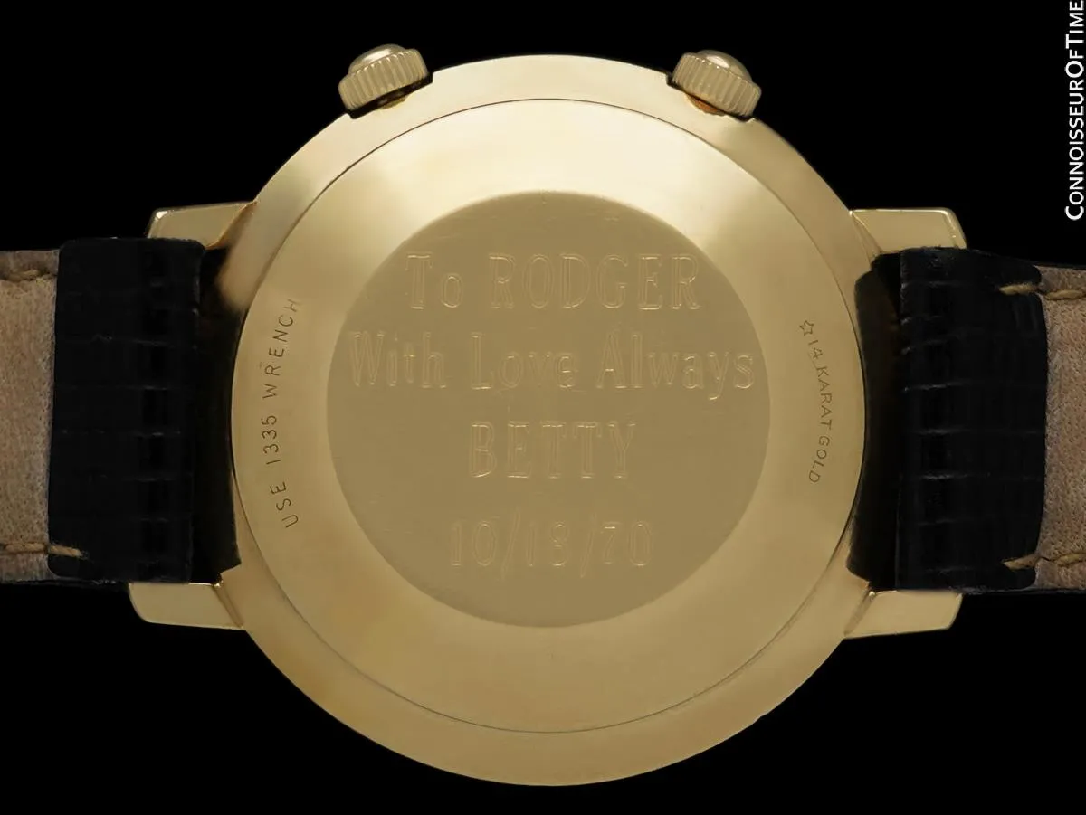 1970 Jaeger-LeCoultre Vintage Mens Memovox Alarm Reveil, Automatic - 14K Gold