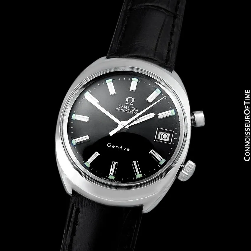 1970 Omega Chronostop Vintage Mens Retro Sporting Chronograph Watch with Date - Stainless Steel