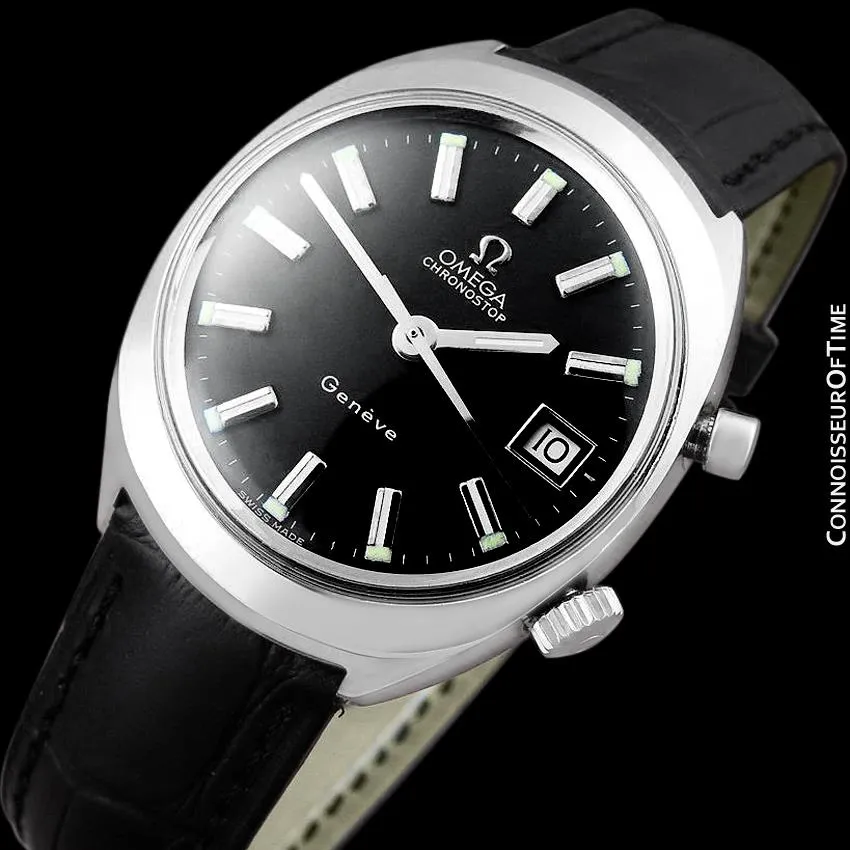 1970 Omega Chronostop Vintage Mens Retro Sporting Chronograph Watch with Date - Stainless Steel