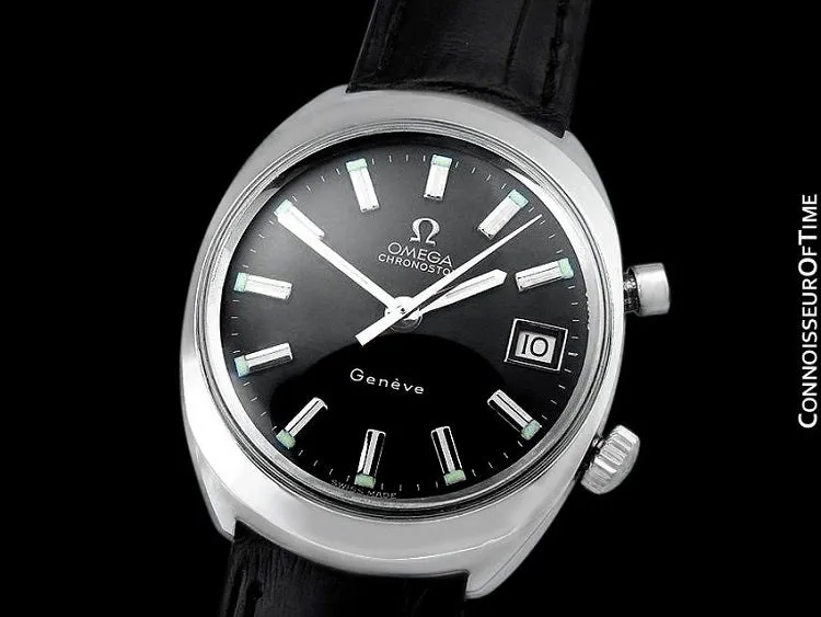 1970 Omega Chronostop Vintage Mens Retro Sporting Chronograph Watch with Date - Stainless Steel