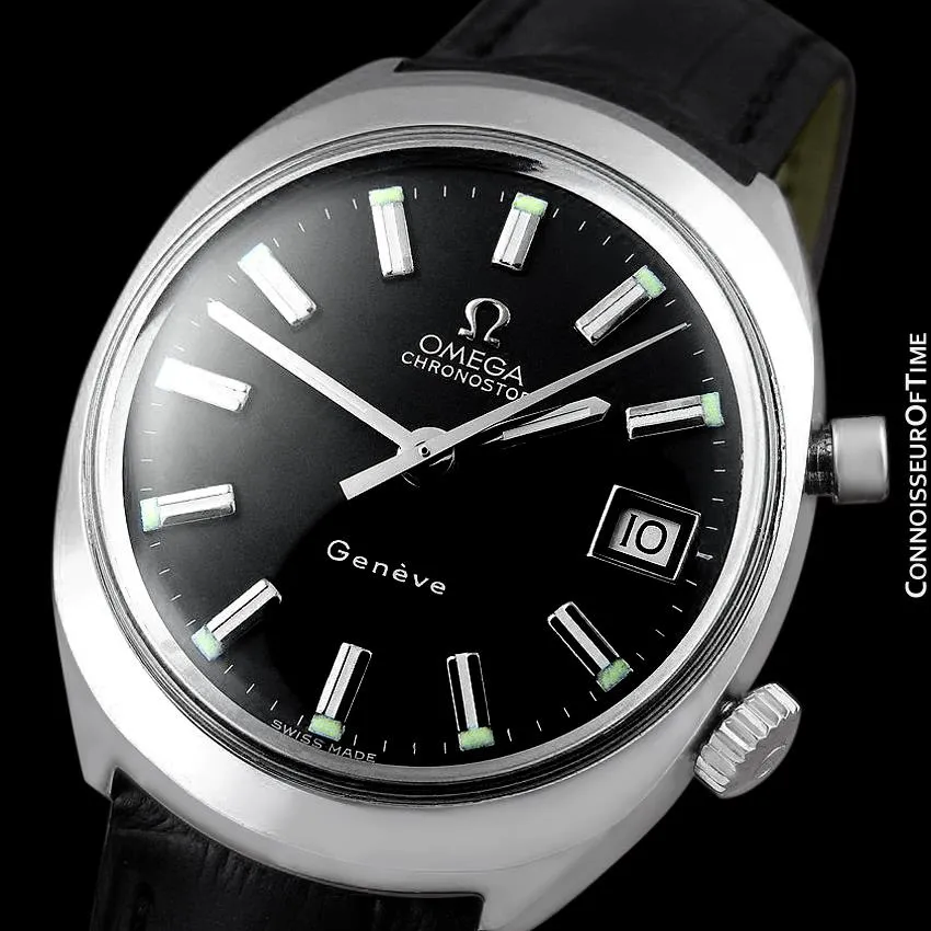 1970 Omega Chronostop Vintage Mens Retro Sporting Chronograph Watch with Date - Stainless Steel