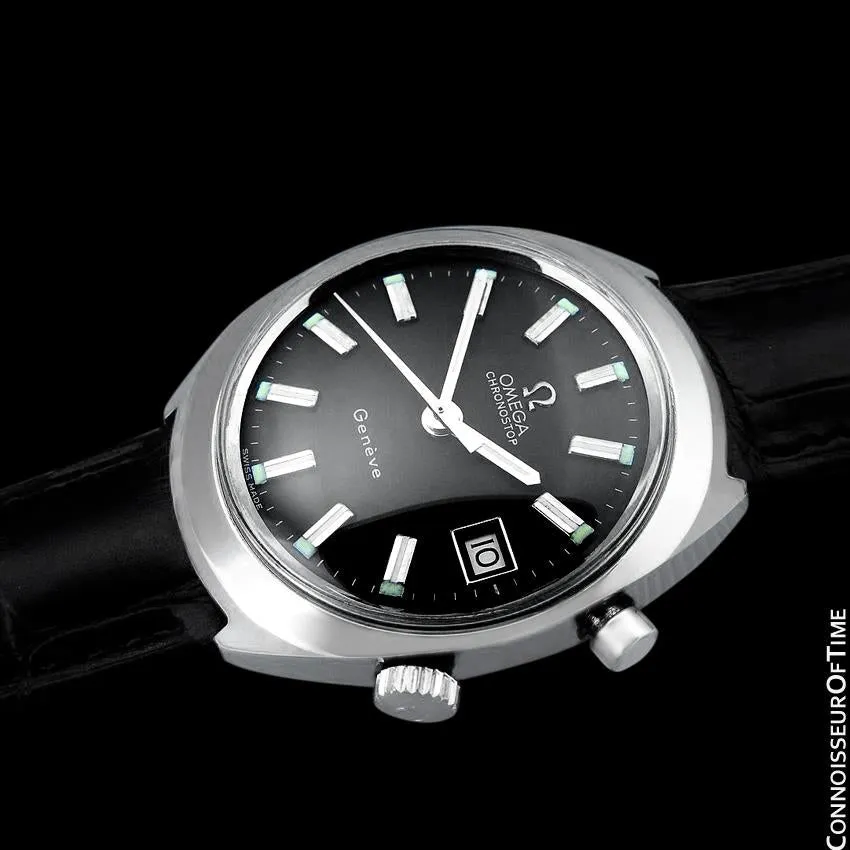 1970 Omega Chronostop Vintage Mens Retro Sporting Chronograph Watch with Date - Stainless Steel