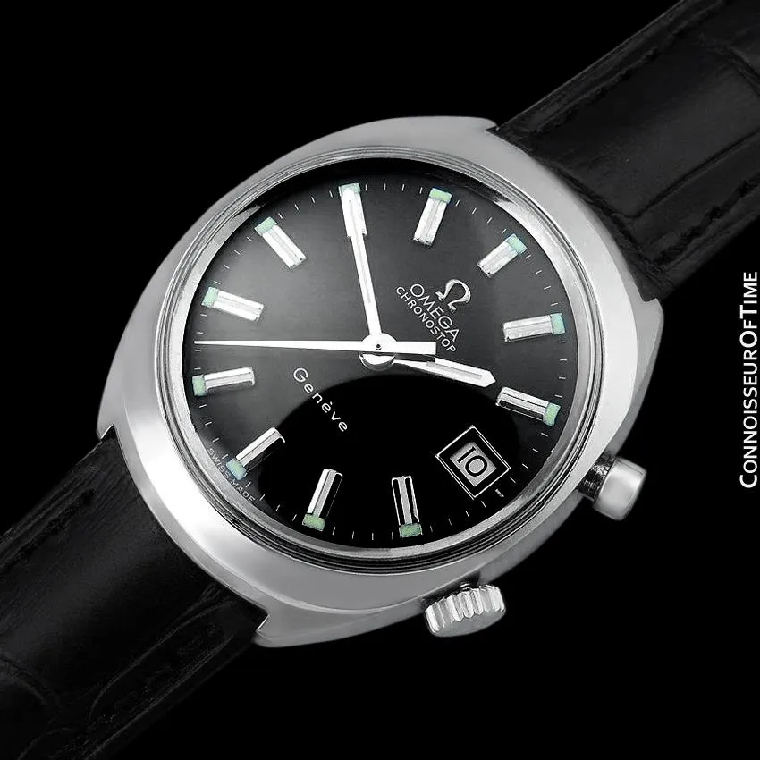 1970 Omega Chronostop Vintage Mens Retro Sporting Chronograph Watch with Date - Stainless Steel