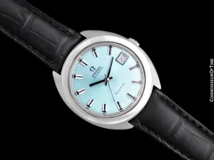 1970 Omega Geneve Vintage Mens Rare Large 37mm Cal. 565 Automatic Watch with Tiffany Blue Dial - Stainless Steel