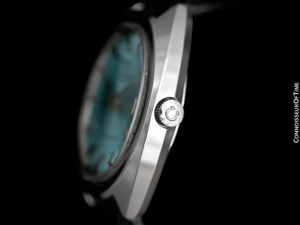 1970 Omega Geneve Vintage Mens Rare Large 37mm Cal. 565 Automatic Watch with Tiffany Blue Dial - Stainless Steel